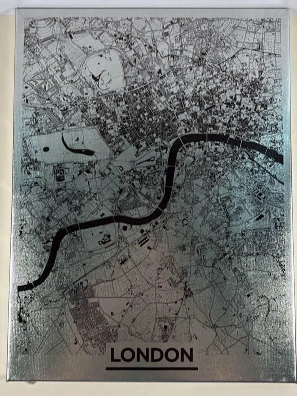 London New York Paris Map Wall Art - Black and Silver